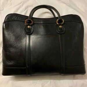 Paco Rabanne black leather tote bag.